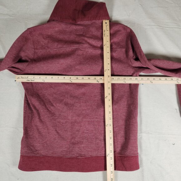 Howe Creative Workforce Cardigan Mens Large Striped Pockets Red Burgundy FLAW - Picture 4 of 16